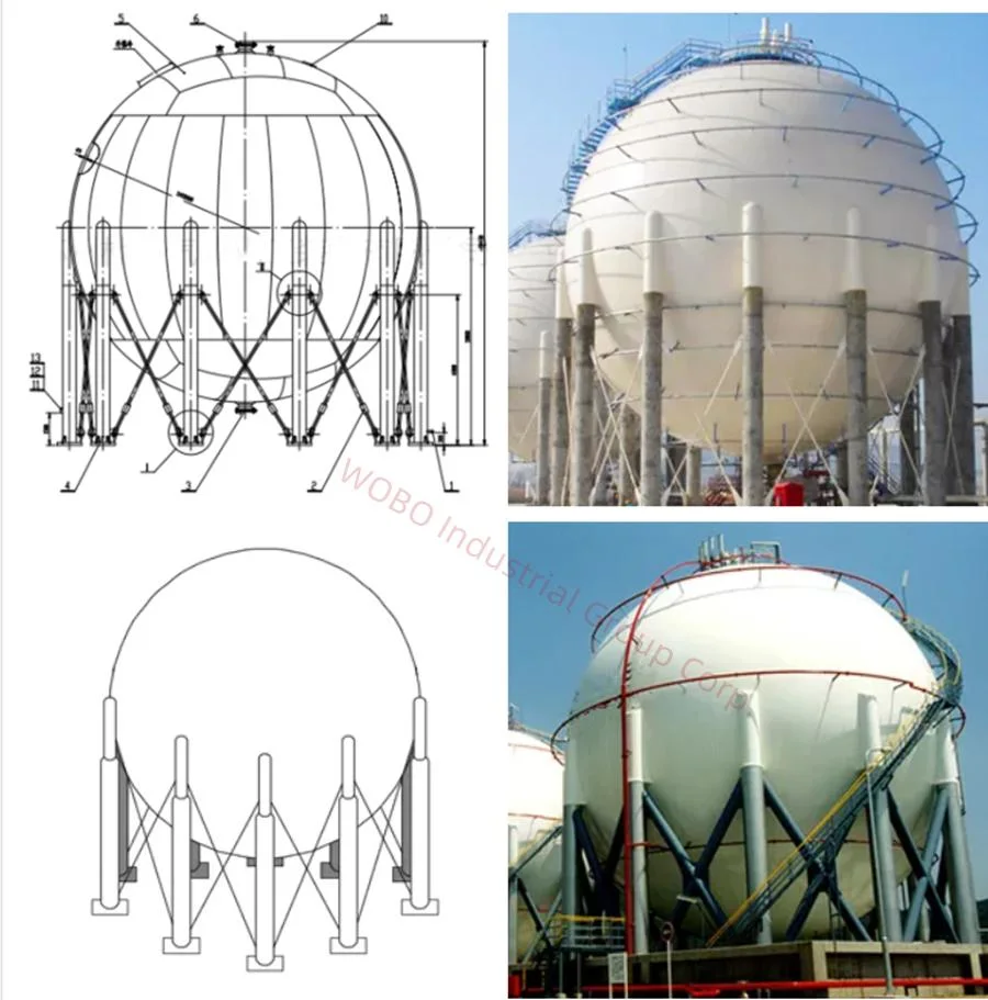 Cryogenic Liquid Oxygen CO2 LNG Spherical Tank EPC for Petrochemical